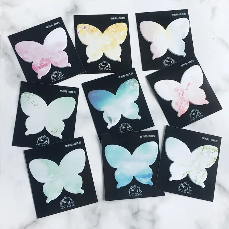 

30sheets/pc Butterfly Sticky Notes Mini Portable Adhesive Memo Pad Office School Stationery Gift Item