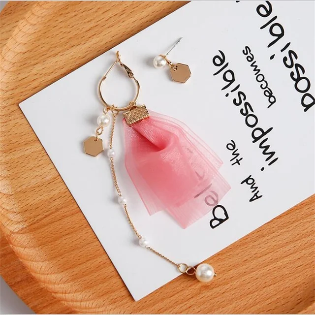 Korean Pink Tassel Acrylic Earrings 5