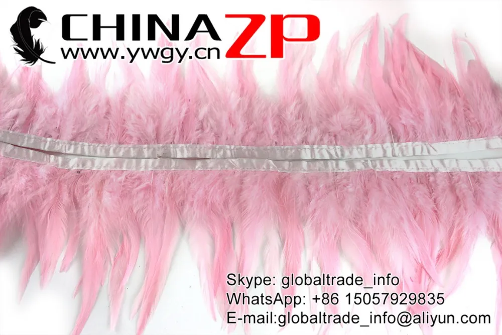 Rooster Saddle Feathers Trim Fringe-Dusty Pink (6)