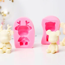 1 шт. 3D трехмерный свитер с надписями пирог в виде медвежонка форма для шоколада мультяшный медведь розовая силиконовая формочка для выпечки