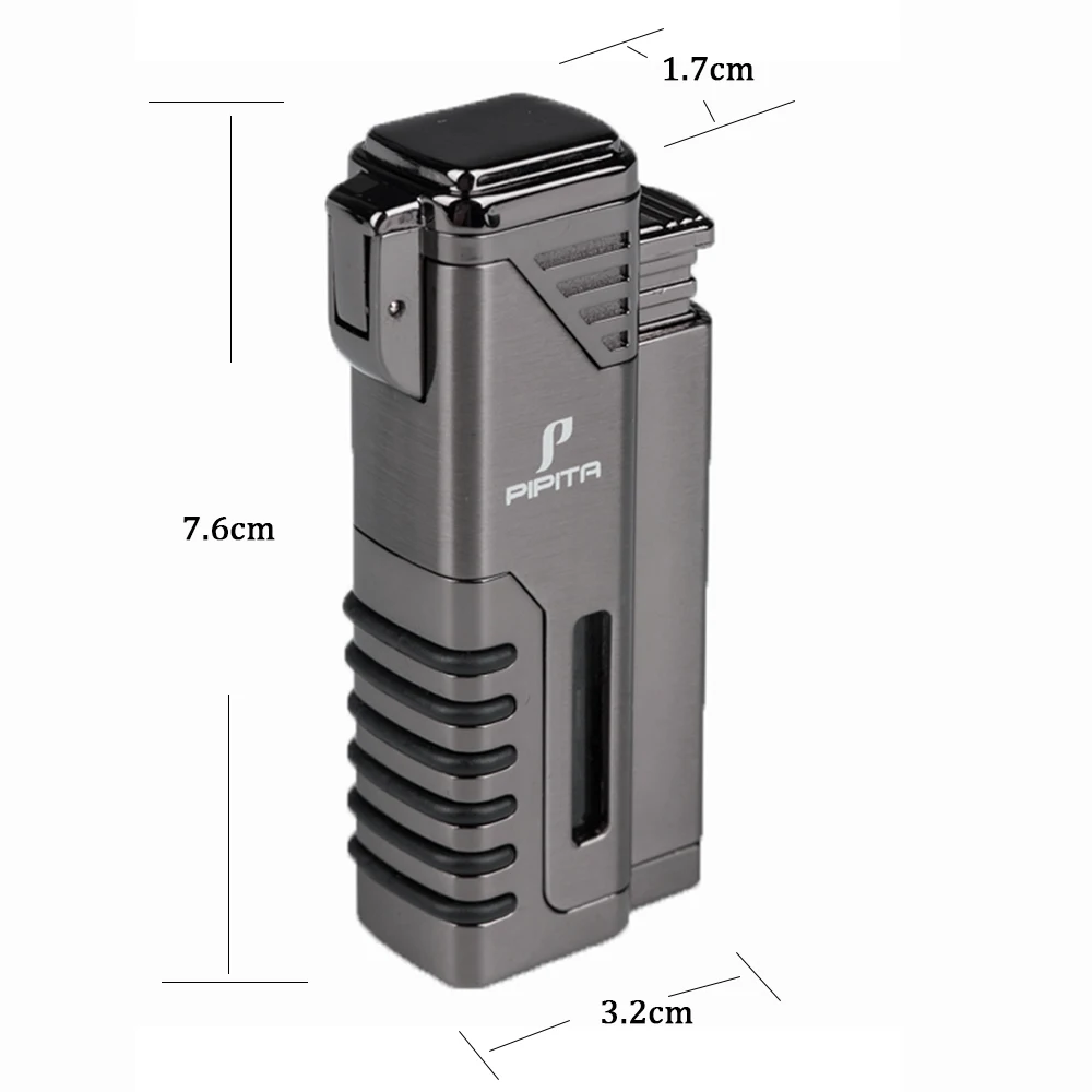PIPITA Зажигалка для сигар, ветрозащитная многоразовая Бутановая Зажигалка, фонарь, зажигалка с 4 струями пламени, зажигалка для сигарет