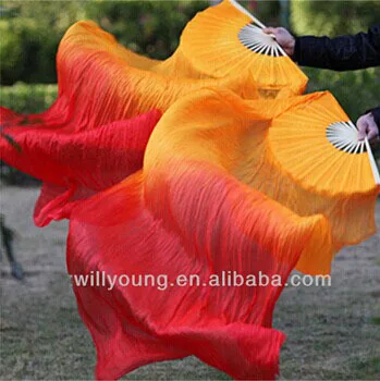 

180*90cm size China real Silk Belly Dancing Fans Veils for Stage Performance or Dancing Show hot-selling