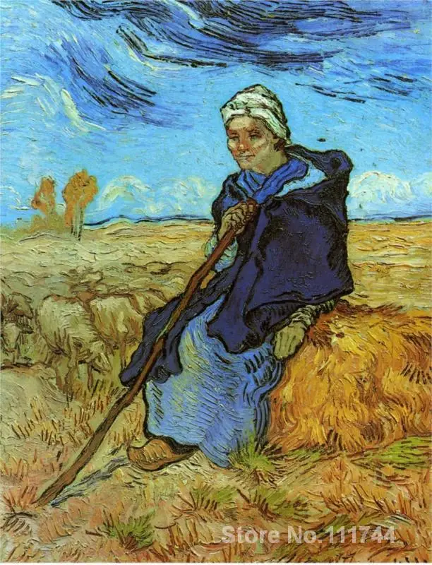 

paintings of The Shepherdess (after Millet) Vincent Van Gogh artwork Oil on canvas High quality Hand painted