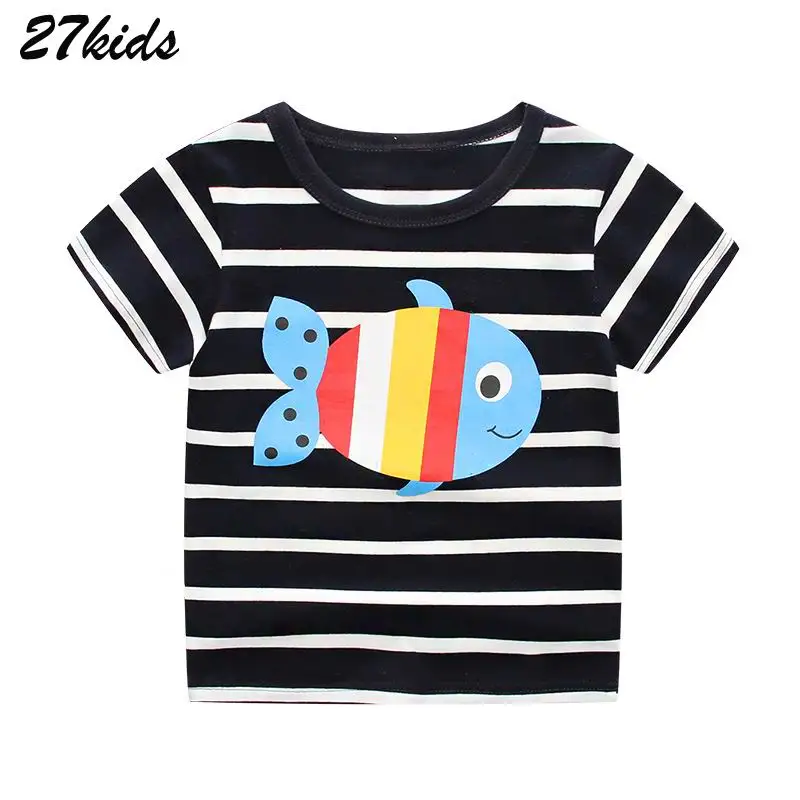 

27kids Animal Fish Print T-shirt for Girls 7 Year Boys Tshirts Summer Little Kids Tops Shirts for Children t-shirts Baby Clothes