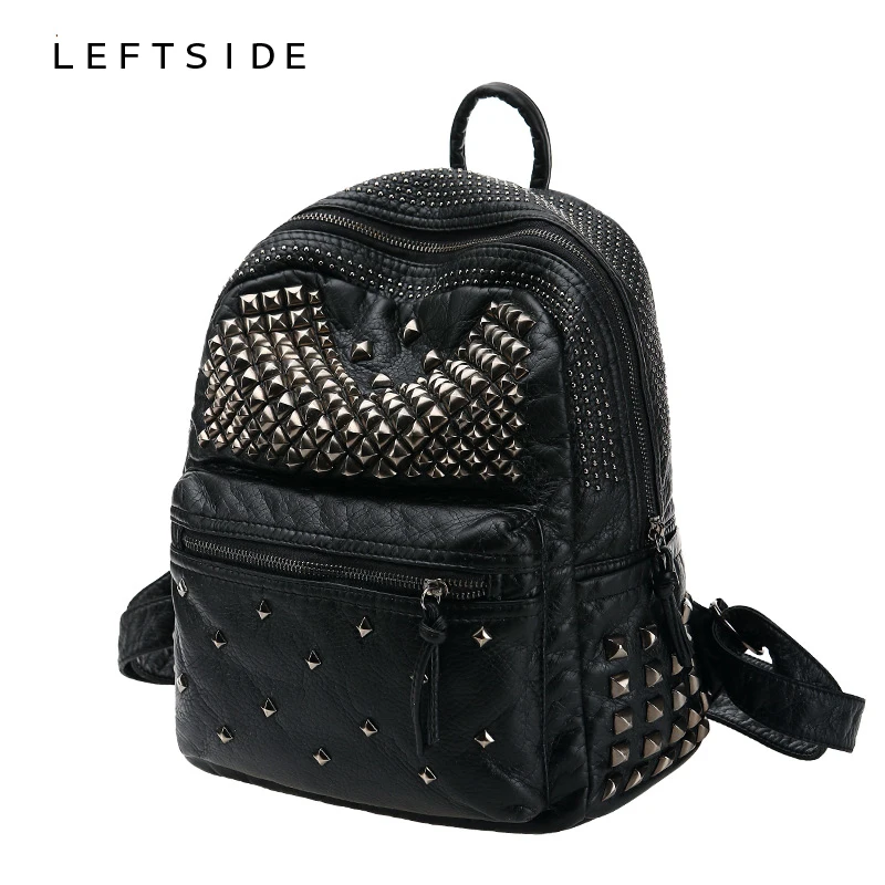 LEFTSIDE 2017 font b Women b font Waterproof PU Leather Rivet font b Backpack b font