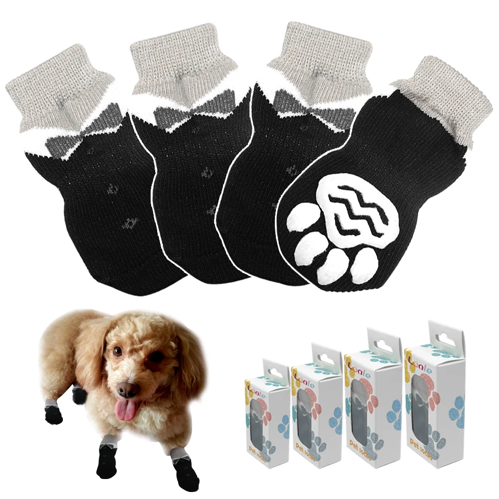 Anti Slip Stricken Socken F r Haustiere Mit Traktion Sohlen Pet Schuhe 