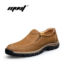 Los Hombres de Cuero de Grano completo Botas Más El Tamaño Retro de Primavera Y Otoño Botines Hechos A Mano Zapatos Al Aire Libre de Los Hombres