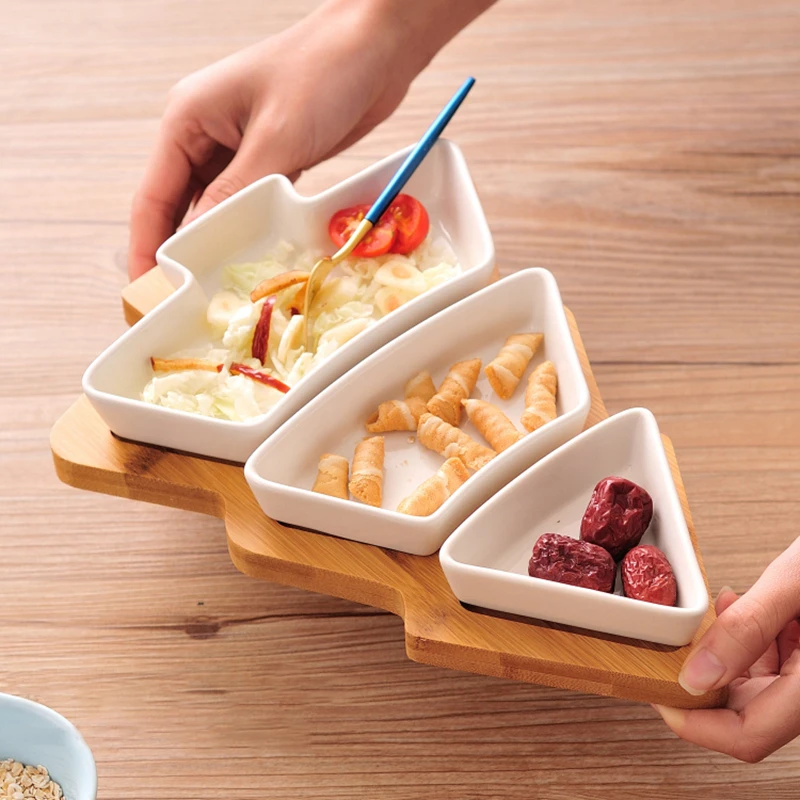 

1 Set Christmas Tree Ceramic Dishes Porcelain Plates Tableware Dinnerware Salad Cake Fruit Dessert Candy Snack Plates