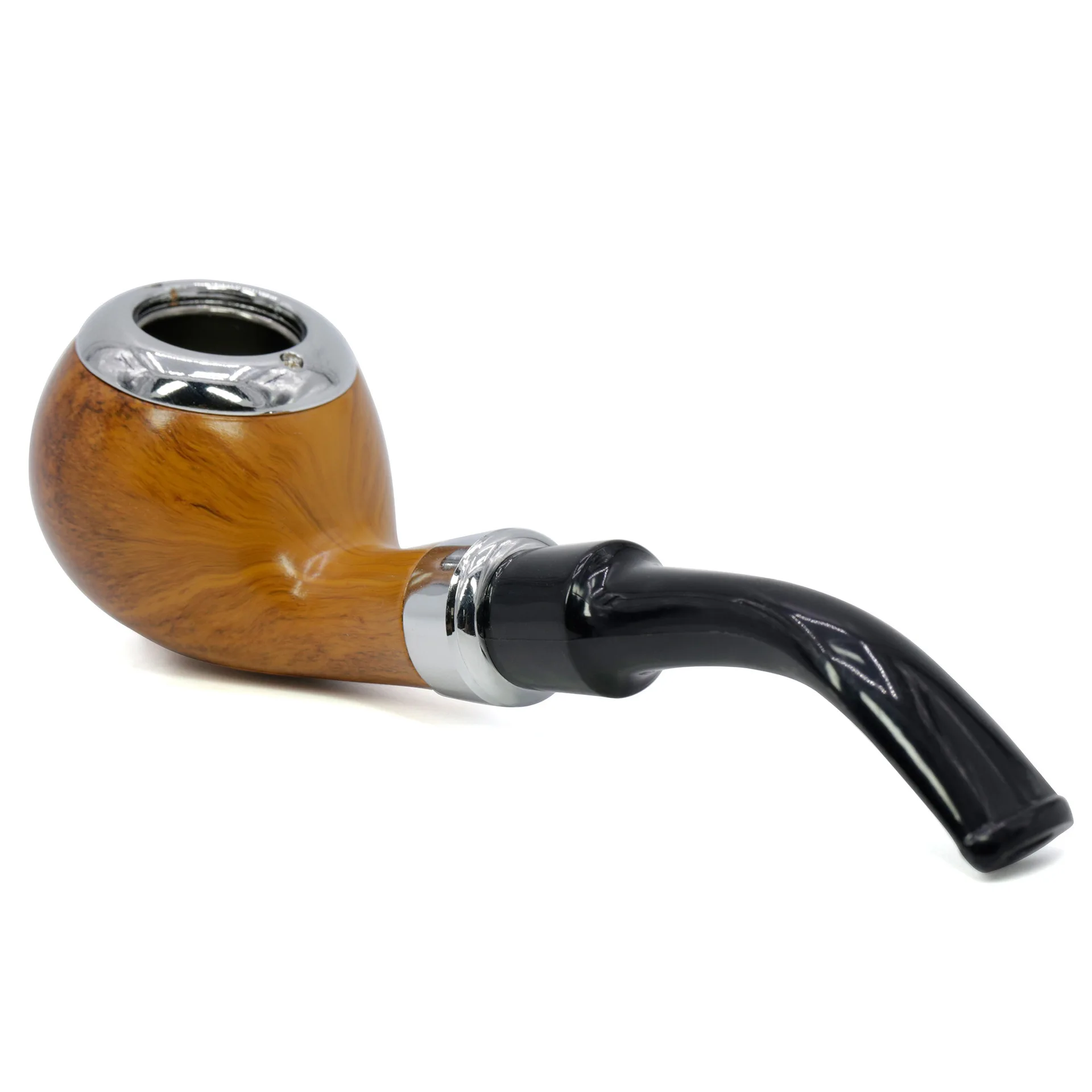 Quick-sell Amazon's new wood-colored tobacco pipe old-fashioned traditional metal cigarette pot bakelite | Дом и сад
