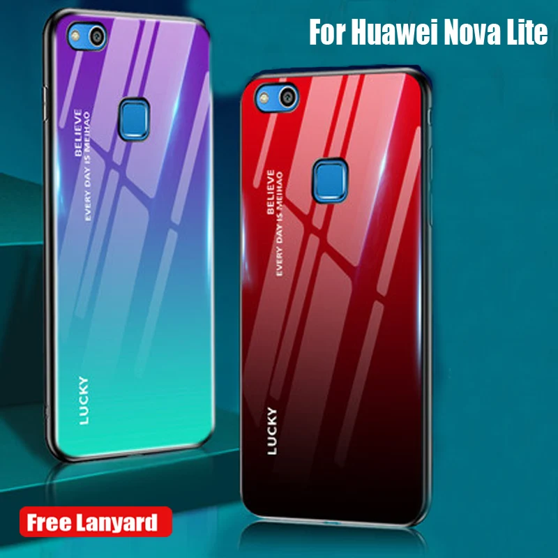 Закаленное стекло чехол для Huawei Nova Lite силиконовый телефон Protercted задняя крышка