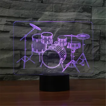 

Music Drum 3d Lamp Drum Kit 7 Color Led Night Lamps For Kids Touch Led Usb Table Lampara Lampe Baby Sleeping Nightlight Drum set