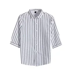 Новые летние товары, Мужская Корейская тонкая полосатая рубашка с рукавами