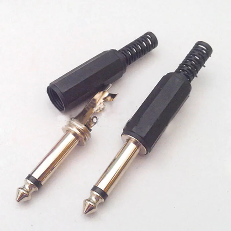 100pcs Jack 6 35mm Mono Audio Cable Connector 6 5mm Jack Headphone Plug Microphone Connector