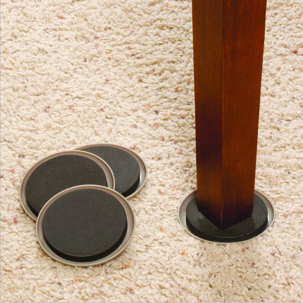 Self Adhesive Chair Leg Pads Non-slip Floor Protectors Furniture Chair Sofa Table Plastic Pads Feet Cap Round Leg Sticky Black