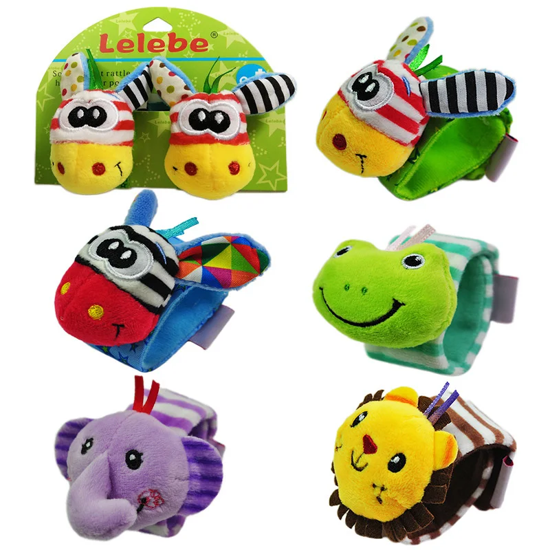 

2pc/set Infant Baby Adjustable Wrist Band Rattles Mobile Soft Plush Toy Cute Animals Handbell Newborn Baby Toy Ring Bell