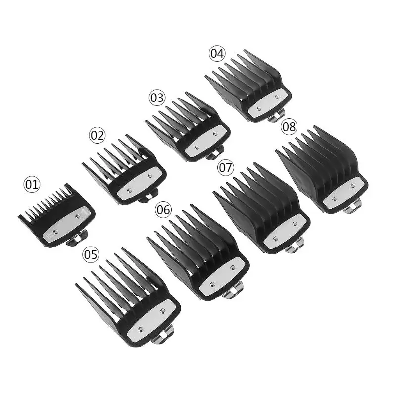 8pcs Professional Cutting Guide Comb for Wahl with Metal Clip#3171-500-1/8in to 1in Set