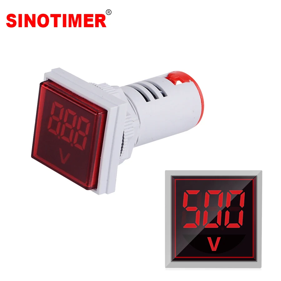 

AC 60-500V Square Digital Voltmeter Single LED Display Voltage meter Signal Light Electrical Tester