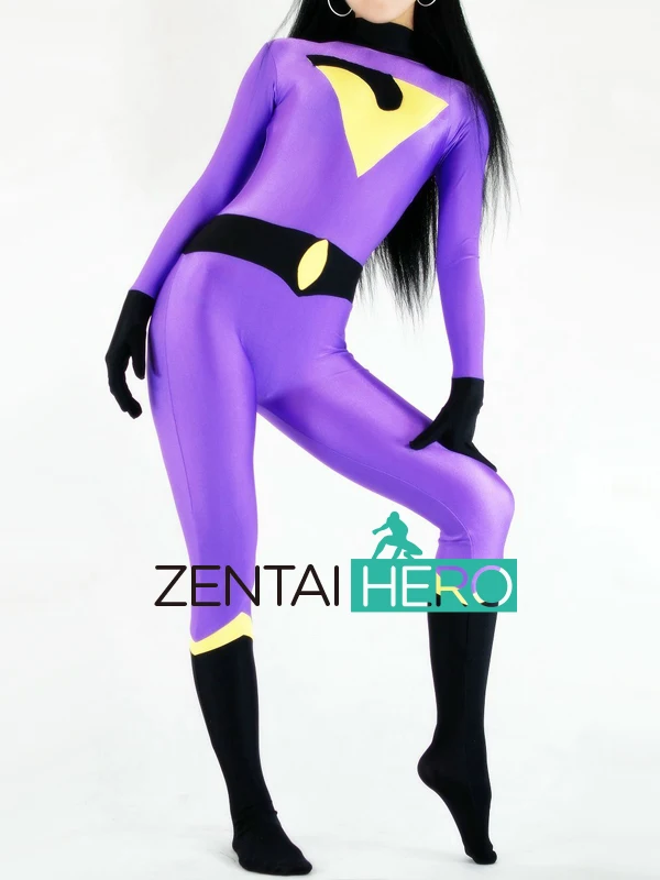 Free Shipping DHL Purple DC Comics The Wonder Twins Jayna Superhero Costume Catsuit Skin-tight Lycr