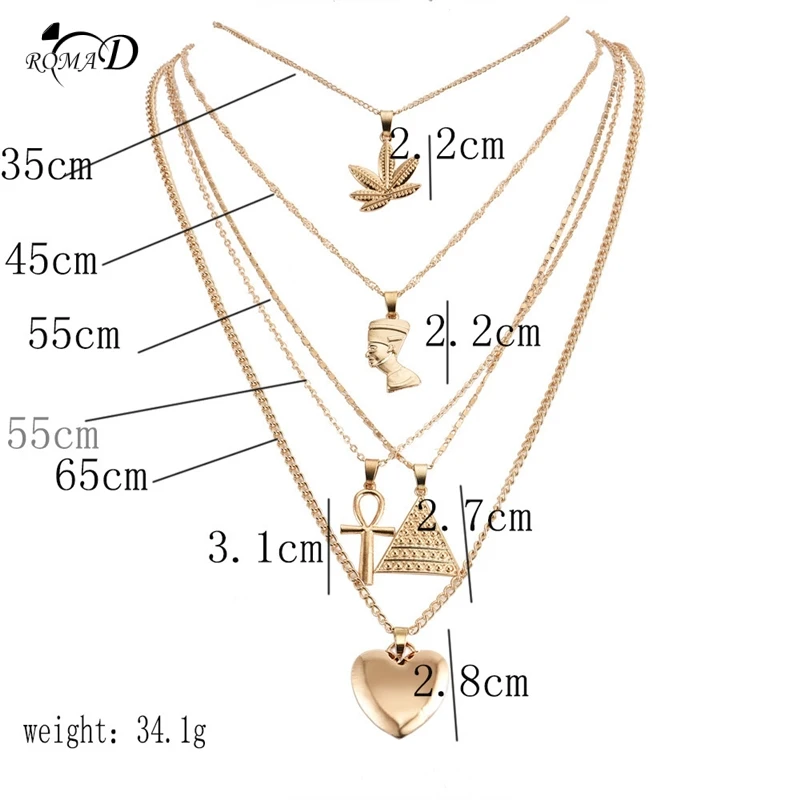 Богемное многослойное колье, ожерелье с подвеской для женщин, модное ожерелье с золотым Кленовым листом/египетским фараоном/королевой/пирамидой, А40