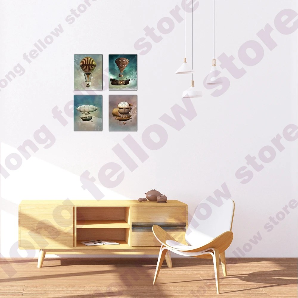 Canvas Wall Art Hot Air Balloon Starry Space Steampunk Airship Picture Poster for Boys Living Room Nursery Decor Dropshipping Canvas Wall Art Hot Air Balloon Starry Space Steampunk Airship Picture Poster for Boys Living Room Nursery Decor Dropshipping