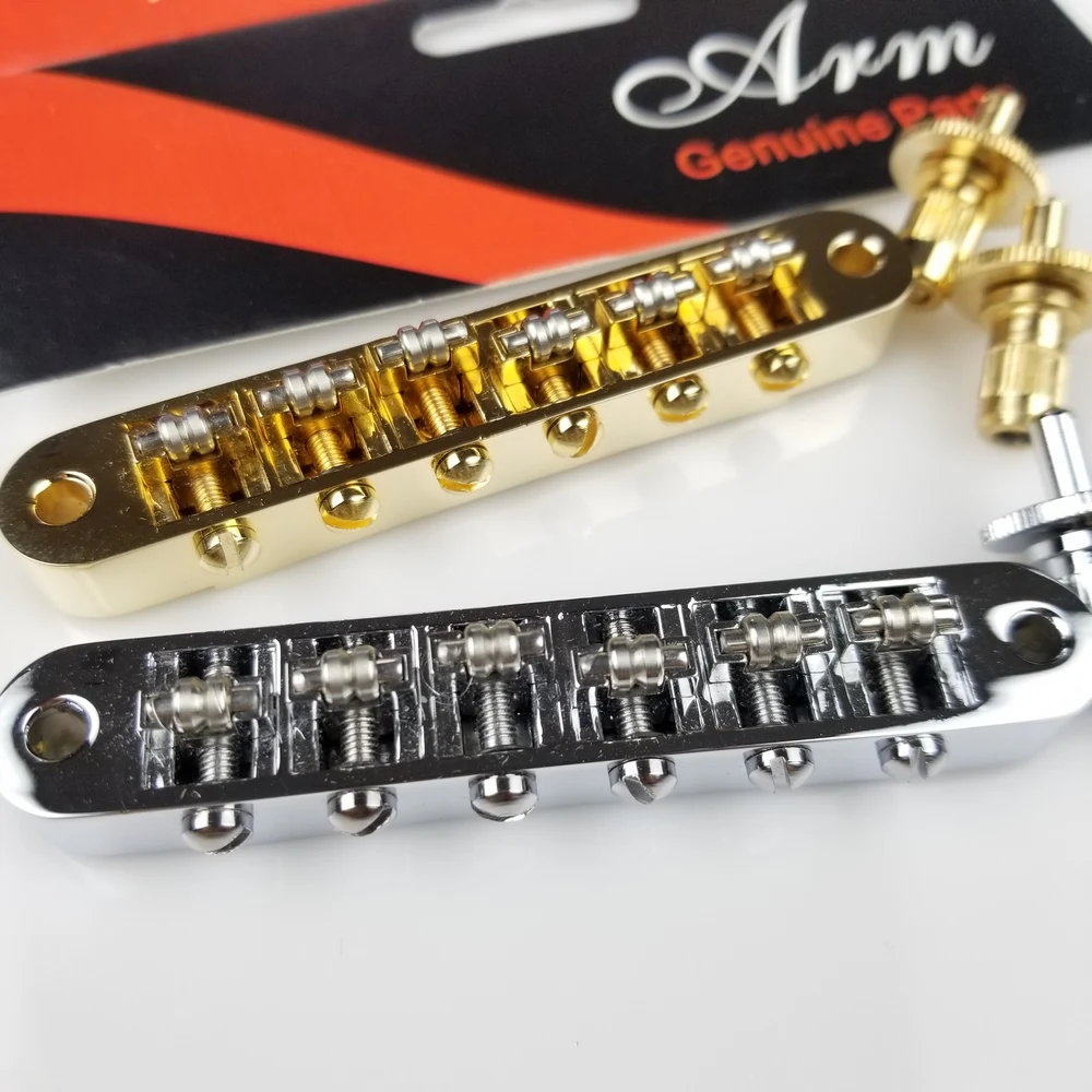 Günstige Chrom Silber Gold Tune O Matic Roller Sattel Elektrische Gitarre Brücke Für LP SG Gitarre (post loch 4,2 MM) MADE IN KOREA
