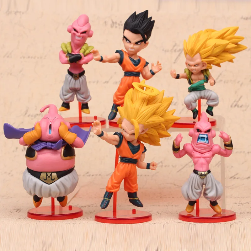 6 шт./компл. Q версия Dragon Ball Z Majin Buu Gotenks Saiyan Son Goku ПВХ фигурка модель игрушки | Игрушки