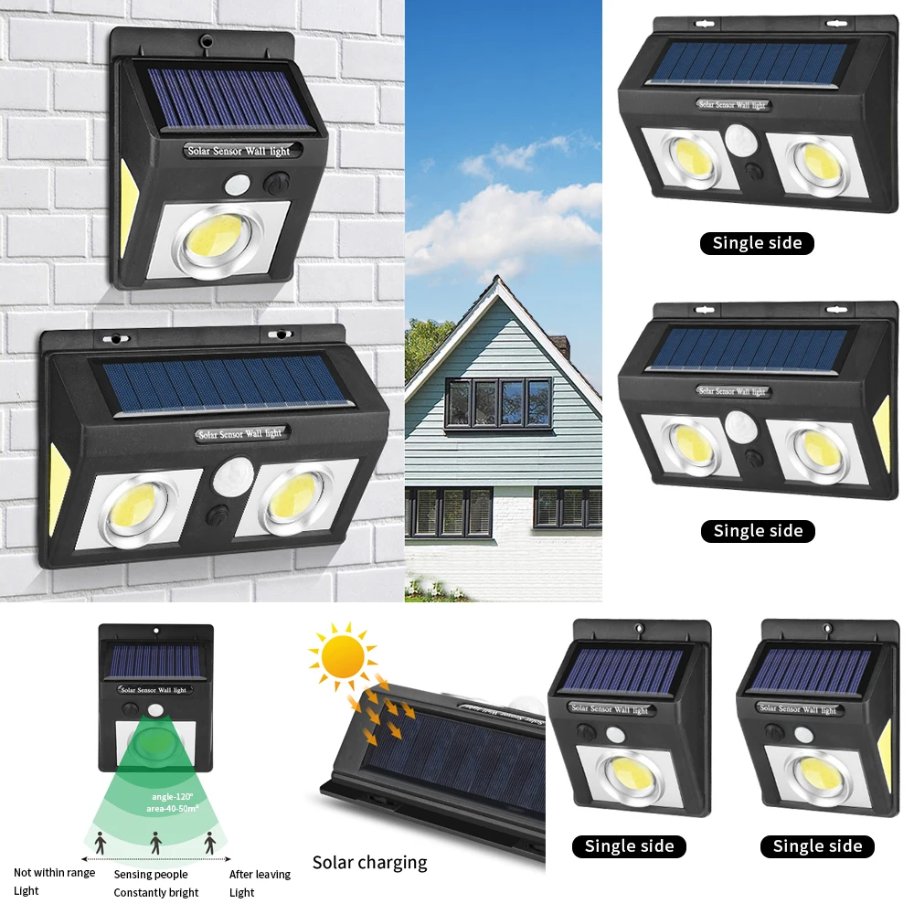 

25/37/50/62LED Solar Powered Light Multi Modes Motion Sensor 1/2/4pcs Solar Wall Lamp Outdoor Waterproof Garden Security Lamps