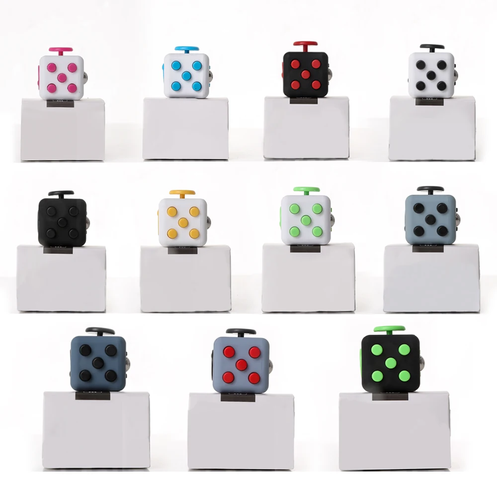 

11color 3.3cm Fidget Cube Toy Vinyl Desk Finger Toys Squeeze Fun Stress Reliever Antistress Stress Cube Toys toys for children