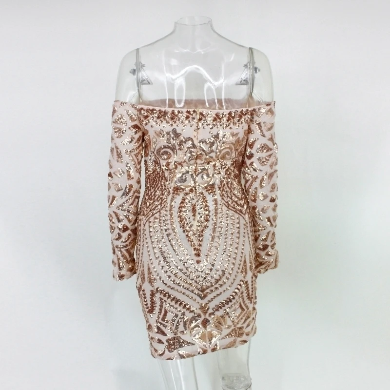 NATTEMAID мини-платья с вырезом лодочкой и блестками женское сексуальное вечернее платье с длинным рукавом элегантное женское осеннее облегающее платье Vestidos