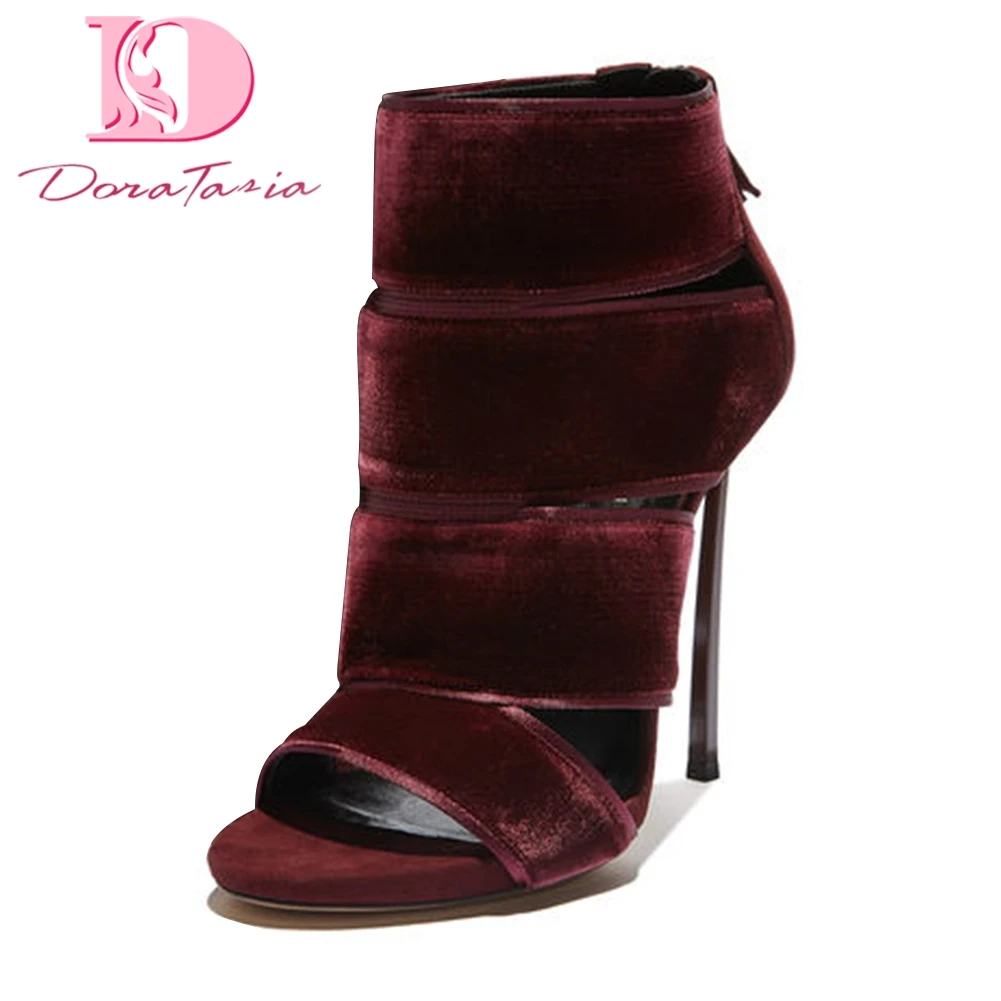

DoraTasia 2018 large size 33-43 Spring Autumn pumps woman shoes brand design zip up Thin high Heel Party pumps Shoes Woman