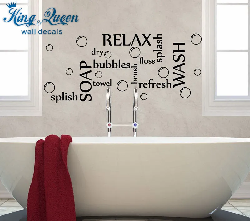 Grand Relax Vinyle Art Mural Sticker Citation Chambre Salle De Bains Autocollant