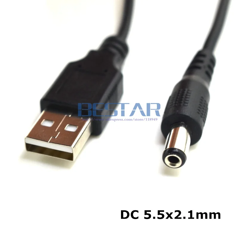 USB 2,0 к DC 5,5 мм/2,1 мм 5,5*2,1 мм 5,5x2,1 трубчатый 5 вольт DC бочонок разъем питания зарядный кабель 1 м локоть Прямоугольный дизайн