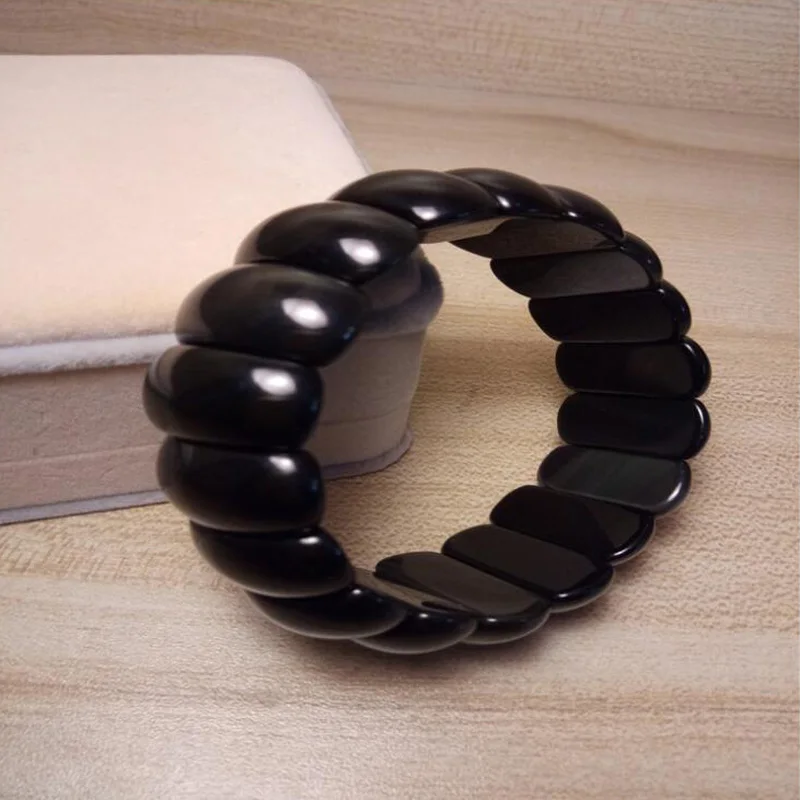 

Black Natural Obsidian jade Bracelets Beads Bracelet for Men Women Bracelet Jewelry
