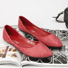 NEW 2019 Ballets Flats Women Shoes Japanned Leather Embossed Serpentine Pattern Flat Boat Shoes Flats Ladle Shoes Plus Size 41