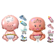 Baby Shower Boys Girls Inflatable Toy Baby Chair Stroller Hanging Toy Holiday Decorations Foil Balloons 