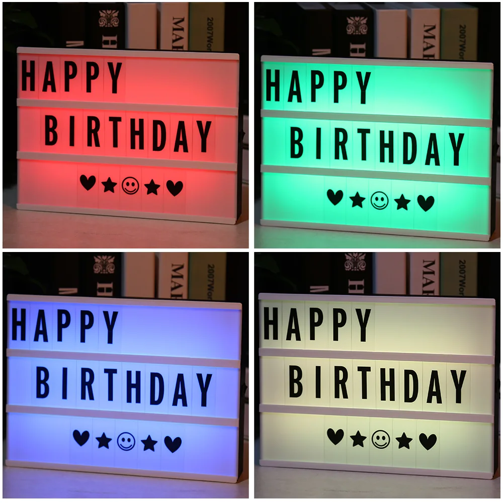 

Hot Sale Colorful Combination LED Night Light Box Night Lamp DIY BLACK Cards Letter Light LED USB Lightbox With Remote Control
