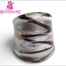 Красная змея модное кольцо ручной работы линии с серебряной фольгой кольца из муранского стекла