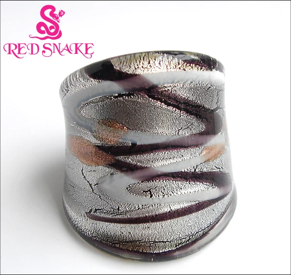 

RED SNAKE Fashion Ring Handmade Line with Silver foil Murano Glass Rings