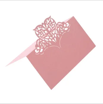 

Wholesale 50pcs/lot Ivory Leaf Vine Table Name Place Card Recycled Paper For Party Wedding Event Lace Cut Guest Names Mark Cards