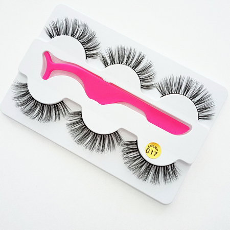 3 pairs Eyelashes +tweezers Natural Mink False Eyelashes Fake Lashes 3D Mink Lashes Eyelash Extension Makeup Kit