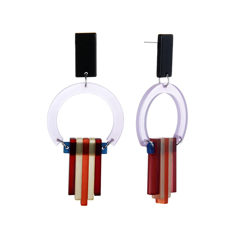 

DoreenBeads Fashion Stud Earrings Black White Color Acrylic Geometric Pendant Trendy Earrings For Women Party Jewelry,1 Pair