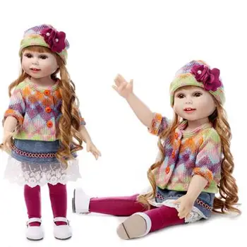 

18" American full vinyl girl doll with clothes lifelike baby doll baby toys girls gift bonecas reborn