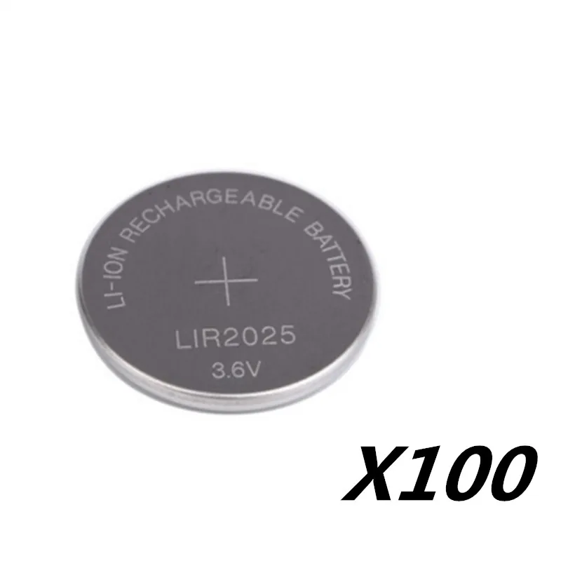 100 шт. LIR2025 Перезаряжаемые Батарея для BMW ключи литий-ионная кнопка батареи/таблетка 3,6 V 30 мА/ч, Repleace CR2025