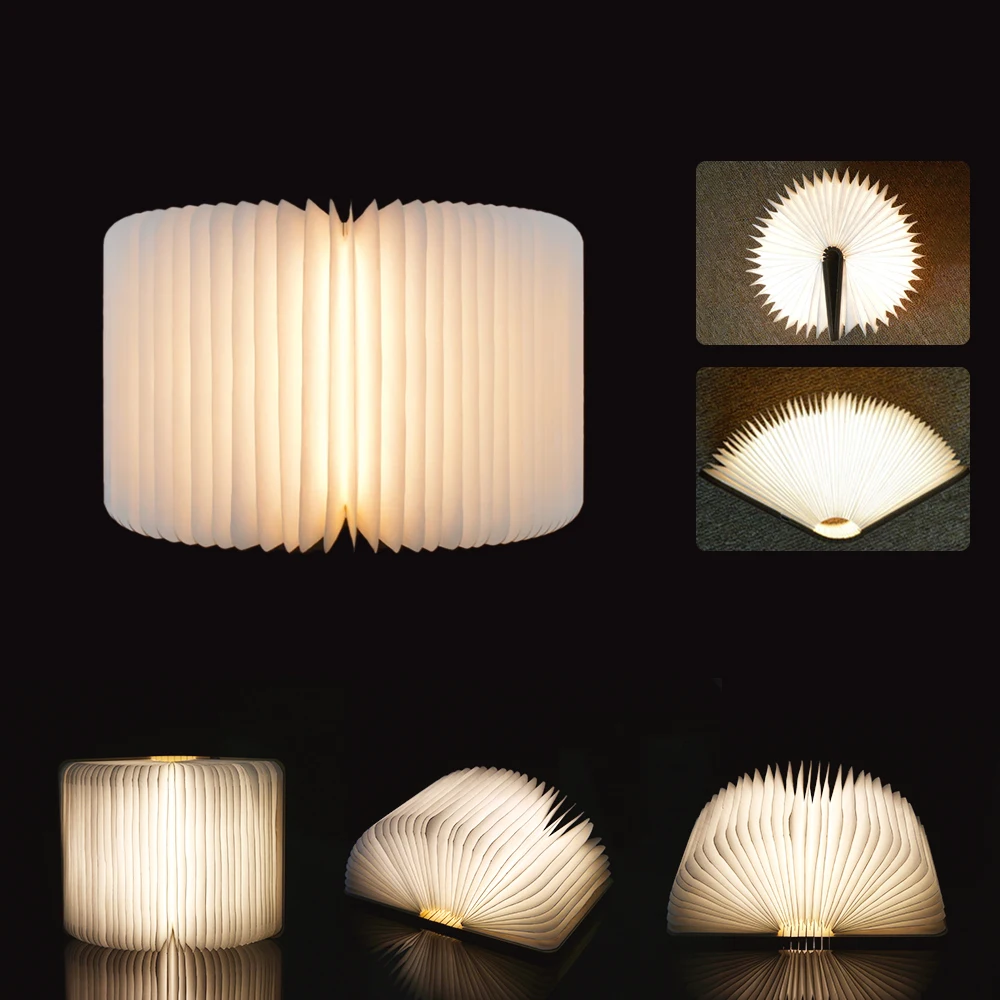 Rechargeable LED Mini Folding Book Light USB Night Lamp Portable Table