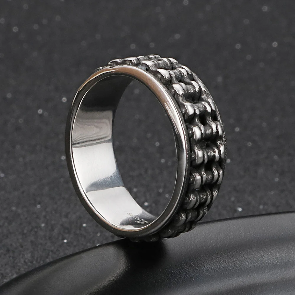 

Bicycle Chan Links Style Men's Biker Gothic Rings 316L Stainless Steel Rings For Men Size 12 13 Massive Male Jewelry Mens Band