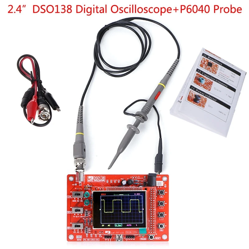 

2.4" TFT Digital Oscilloscope 1Msps Kit Parts for Oscilloscope Making Electronic diagnostic-tool Learning Set DSO138+P6100 Probe