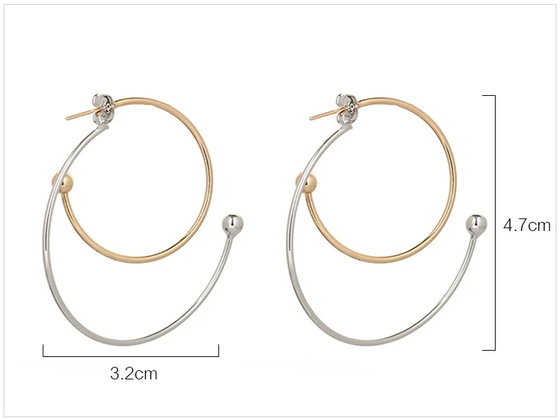 SRCIO двойной большой круг обруч серьги золотистого цвета шарики круглые геометрические эффектные женские серьги украшения для дам