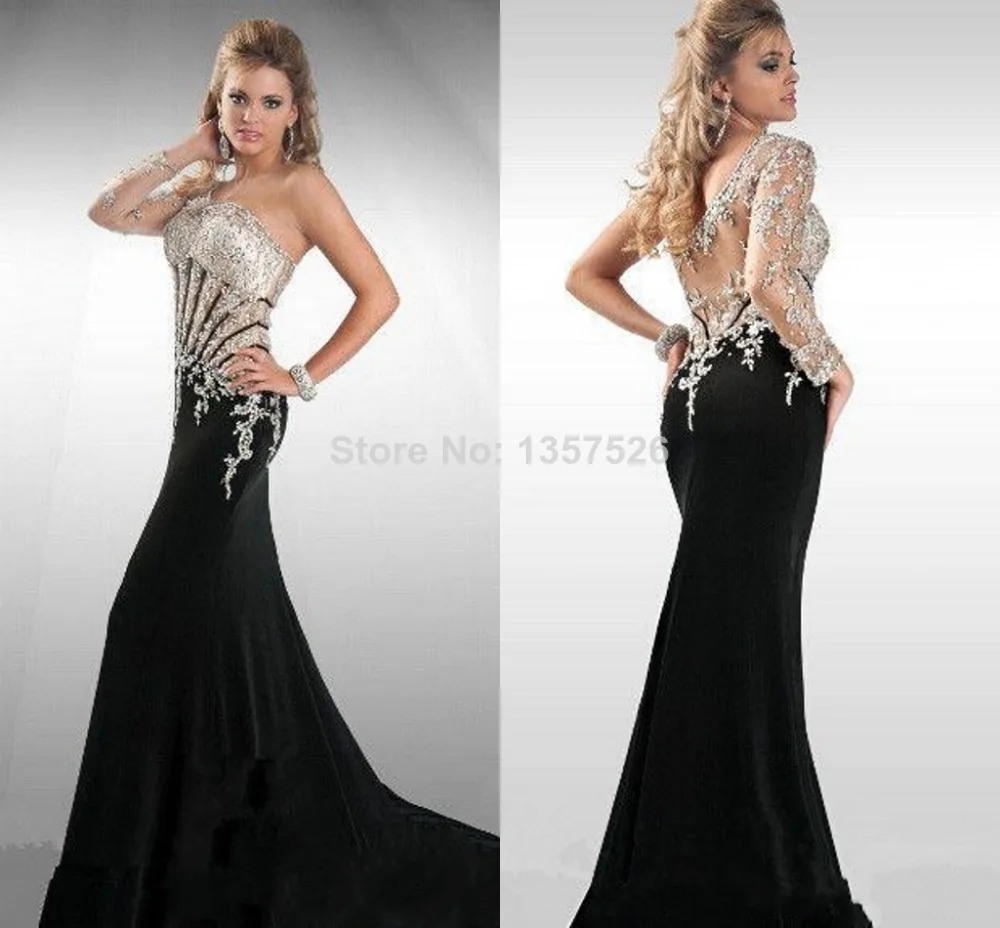 2016 New Bling Sexy Prom Dresses With One Shoulder Beads Rhinestone ...