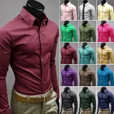 

2017 Brand Men Shirts British Style Slim Fit Casual Long Sleeve Slim Fit Solid Business Shirts Male Social Cotton Dress Shirts