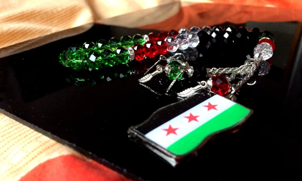 

NEW Syria Flag Syrie tasbih Crystal Free Syrians pendant jewelry necklace bracelet misbaha masbaha islamic tesbih Syrien gift